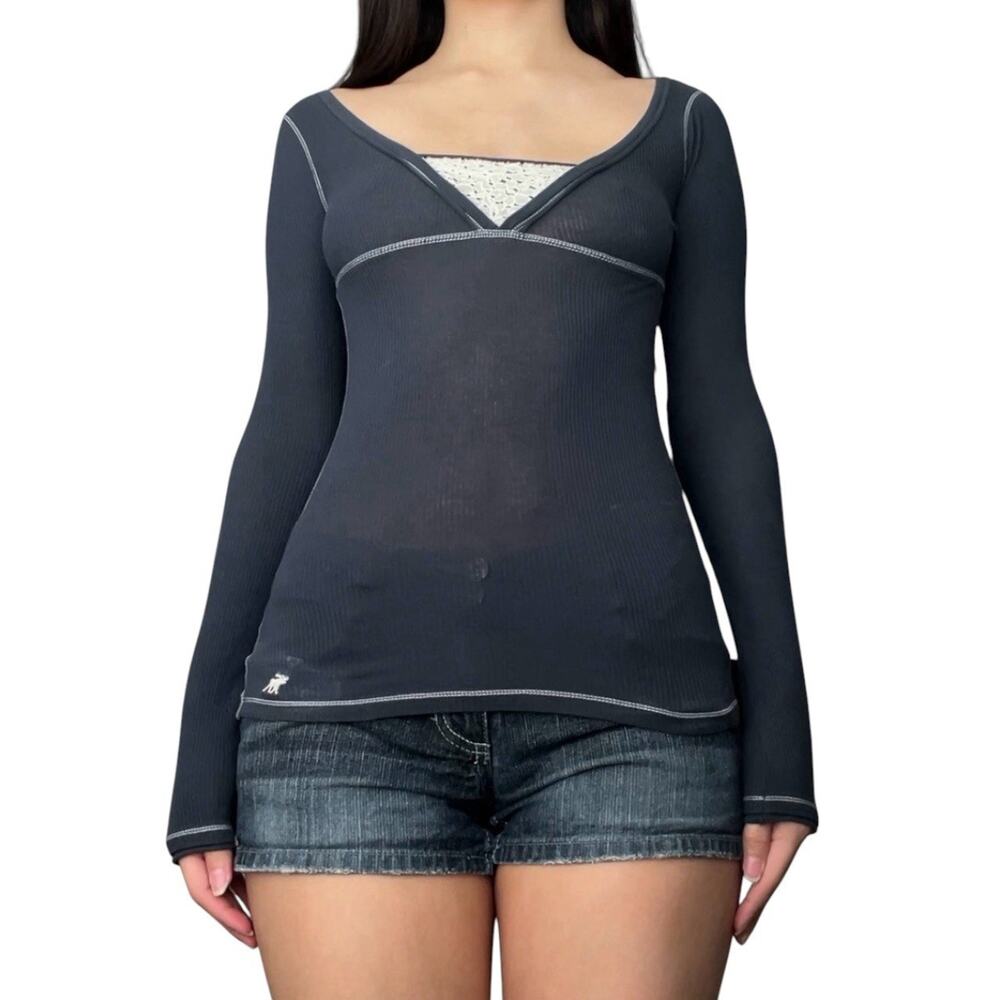 vintage abercrombie & fitch y2k empire waist babydoll long sleeve top